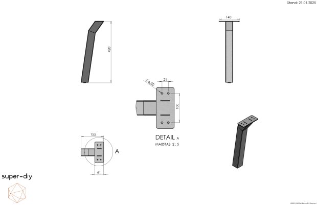 Design-Bankfuß Edelstahl | Set Füße (4 Stück)