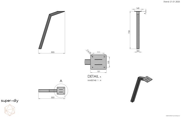 Design-Tischbeine | Set Tischfüße | 4 Stück