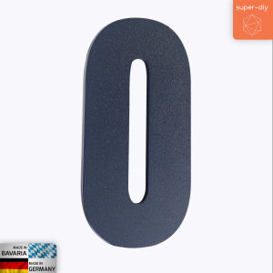 Hausnummer 0 massiver Stahl Anthrazit | 20cm x 10,5cm x 6mm