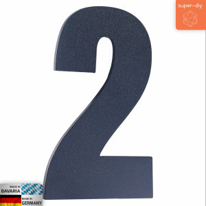 Hausnummer 2 massiver Stahl Anthrazit | 20cm x 10,5cm x 6mm
