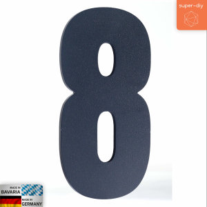Hausnummer 8 massiver Stahl Anthrazit | 20cm x 10,5cm x 6mm