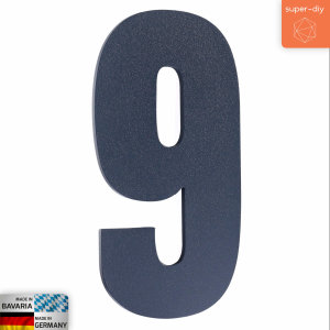 Hausnummer 9 massiver Stahl Anthrazit | 20cm x 10,5cm x 6mm