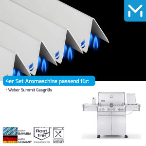 Aromaschienen Edelstahl für Weber Summit | 4 Stück