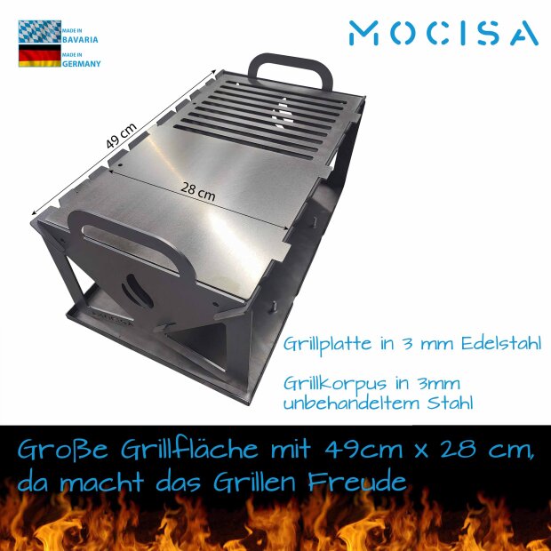 Koffergrill Feuerstelle Campinggrill Outdoor BBQ Angelgrill Spießgrill zerlegbar Grill to go/OHNE Tasche