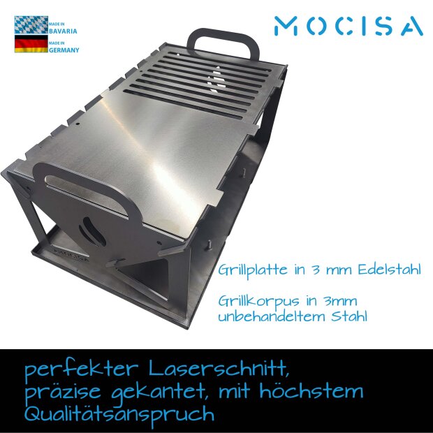 Koffergrill Feuerstelle Campinggrill Outdoor BBQ Angelgrill Spießgrill zerlegbar Grill to go/OHNE Tasche