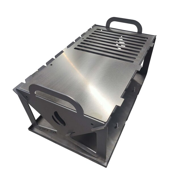 Koffergrill Feuerstelle Campinggrill Outdoor BBQ Angelgrill Spießgrill zerlegbar Grill to go/OHNE Tasche