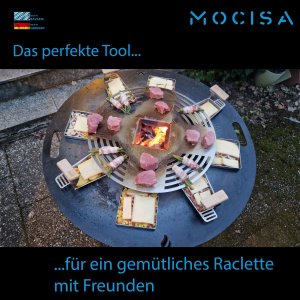 Racletteaufsatz Edelstahl | ⌀ 20 cm Loch | Set mit 4...
