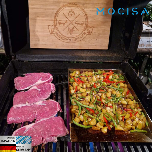 2.Wahl_Universal Grillplatte | Plancha | BBQ-Wanne | Grillkorb | Made in Germany | Edelstahl | Massiv | hochwertig verarbeitet | 40cmx30cm Universal #1