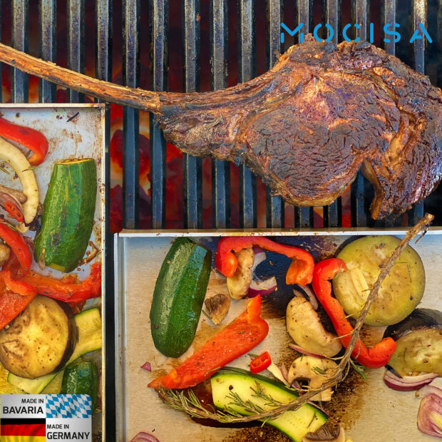 2.Wahl_Universal Grillplatte | Plancha | BBQ-Wanne | Grillkorb | Made in Germany | Edelstahl | Massiv | hochwertig verarbeitet | 40cmx30cm Universal #1