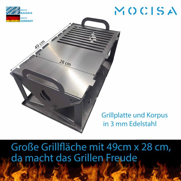 Koffergrill Feuerstelle Campinggrill Outdoor BBQ Angelgrill Spießgrill zerlegbar Grill to go/OHNE Tasche