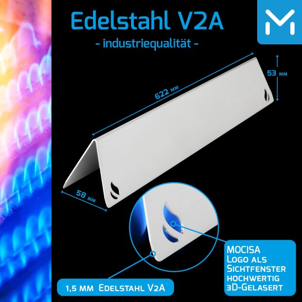1 Stk Edelstahl Aromaschiene für Weber Genesis I  300er Baureihe bis 2010  Regler seitlich