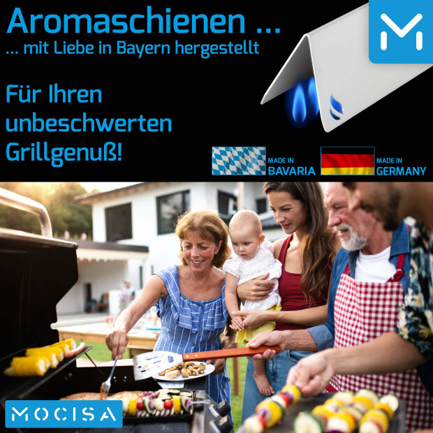 1 Stk Edelstahl Aromaschiene für Weber Genesis I  300er Baureihe bis 2010  Regler seitlich